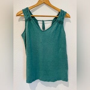 Cynthia Rowley Green Tie Back Linen Tank Top Embroidery Summer Coastal Casual M